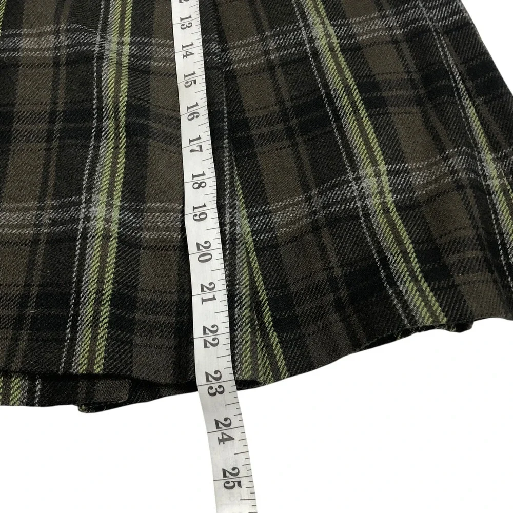 Ann Taylor LOFT Wool Blend Plaid Pleated‎ A-Line Skirt Size 6 Academia Preppy